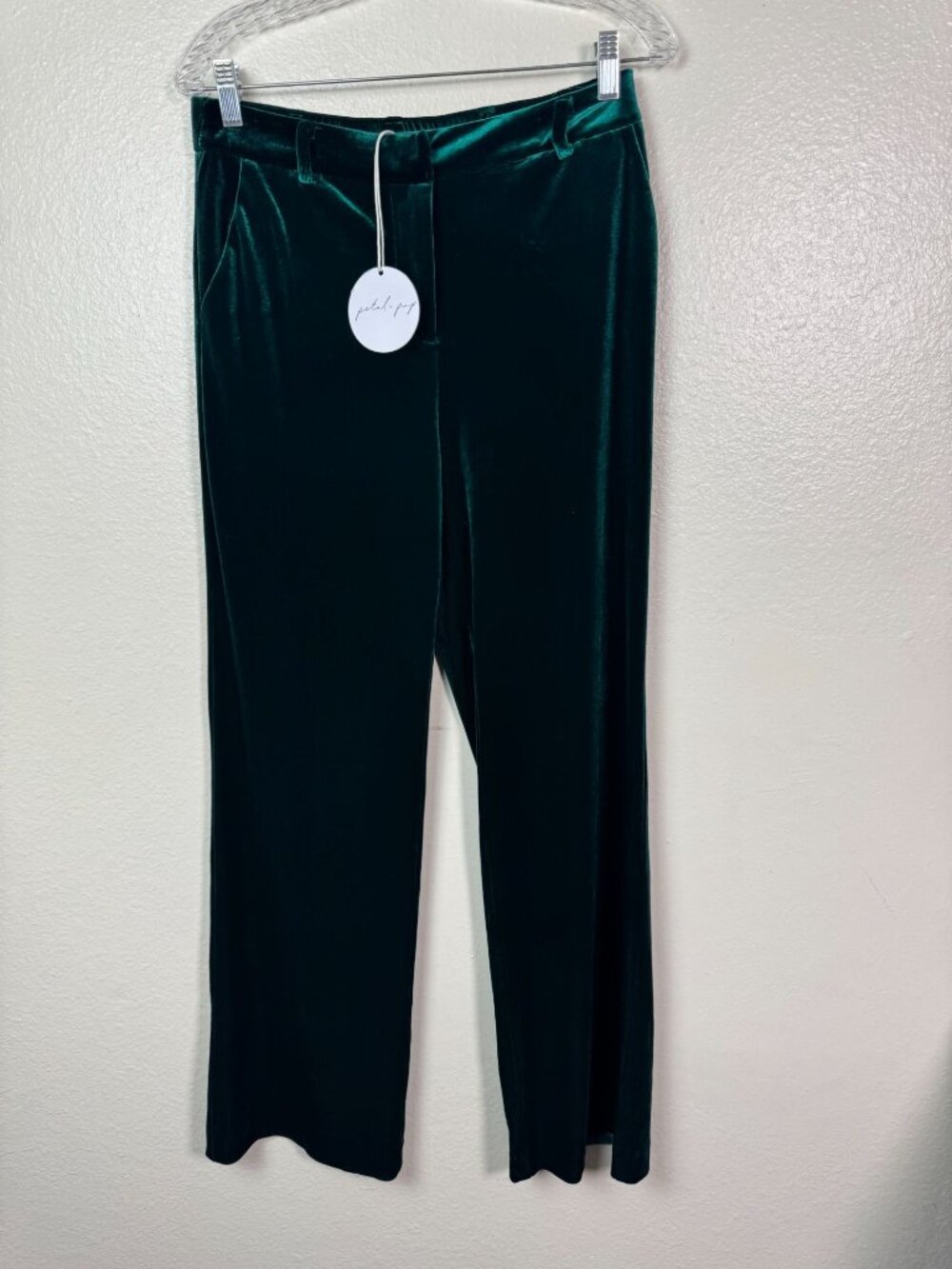 NEW Skies are Blue Darla Velvet Wide Leg Pants Hunter Green size Medium Event